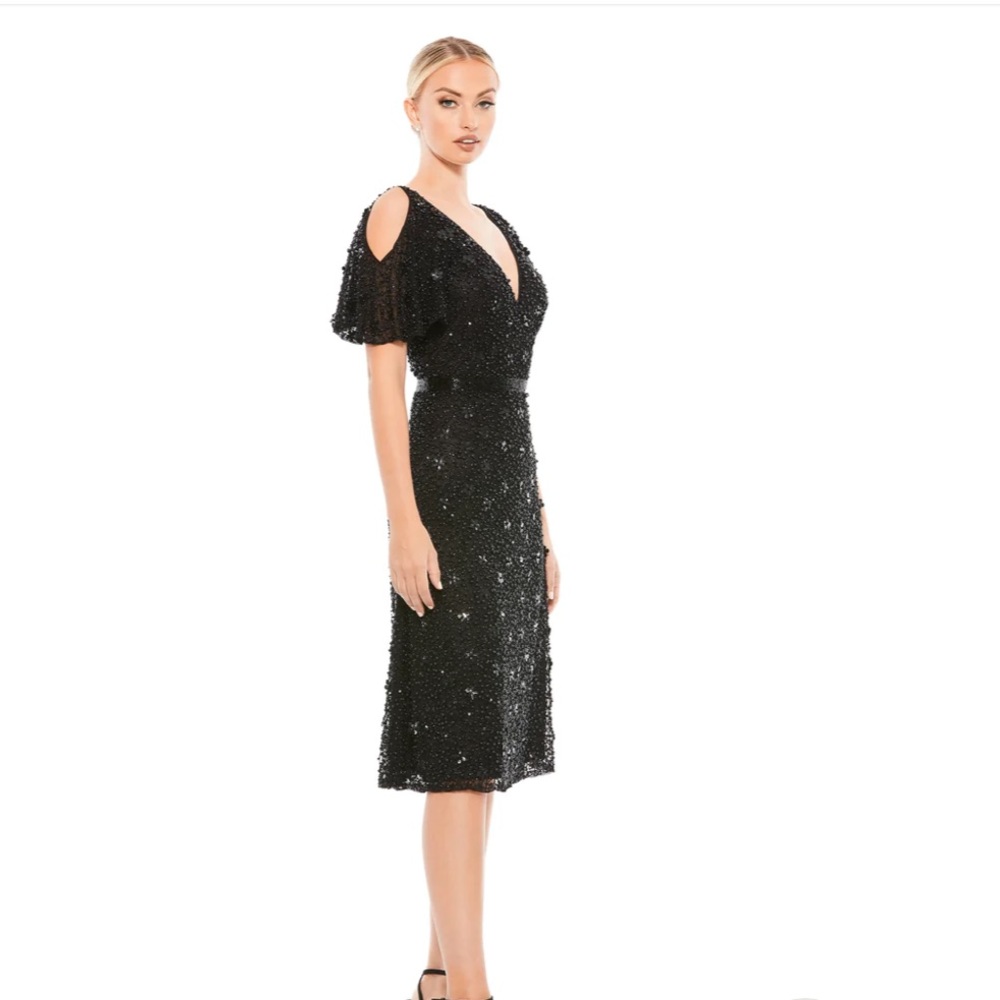 Cold Shoulder Sequin Sheath Dress